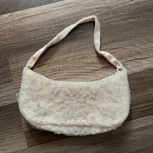 Elegant Cream Beaded Women's Bag